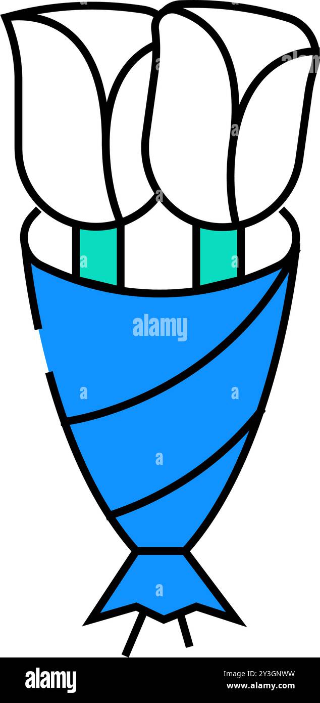 Funeral zwei Blumen Symbol Farbe Illustration Stock Vektor