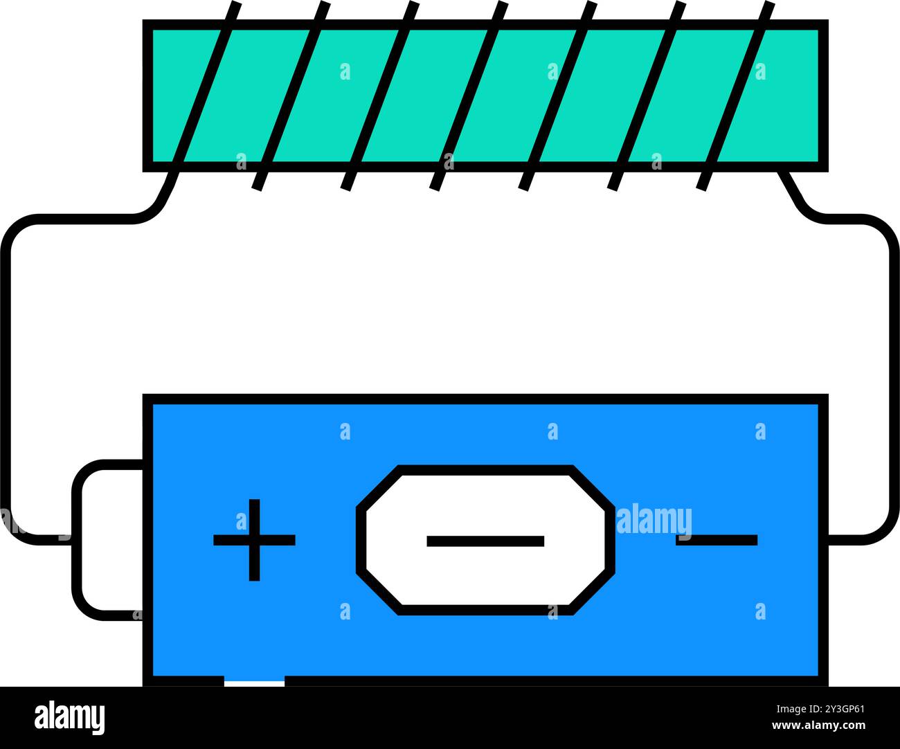 Abbildung der Farbe des elektromagnetischen Symbols der Batterie Stock Vektor
