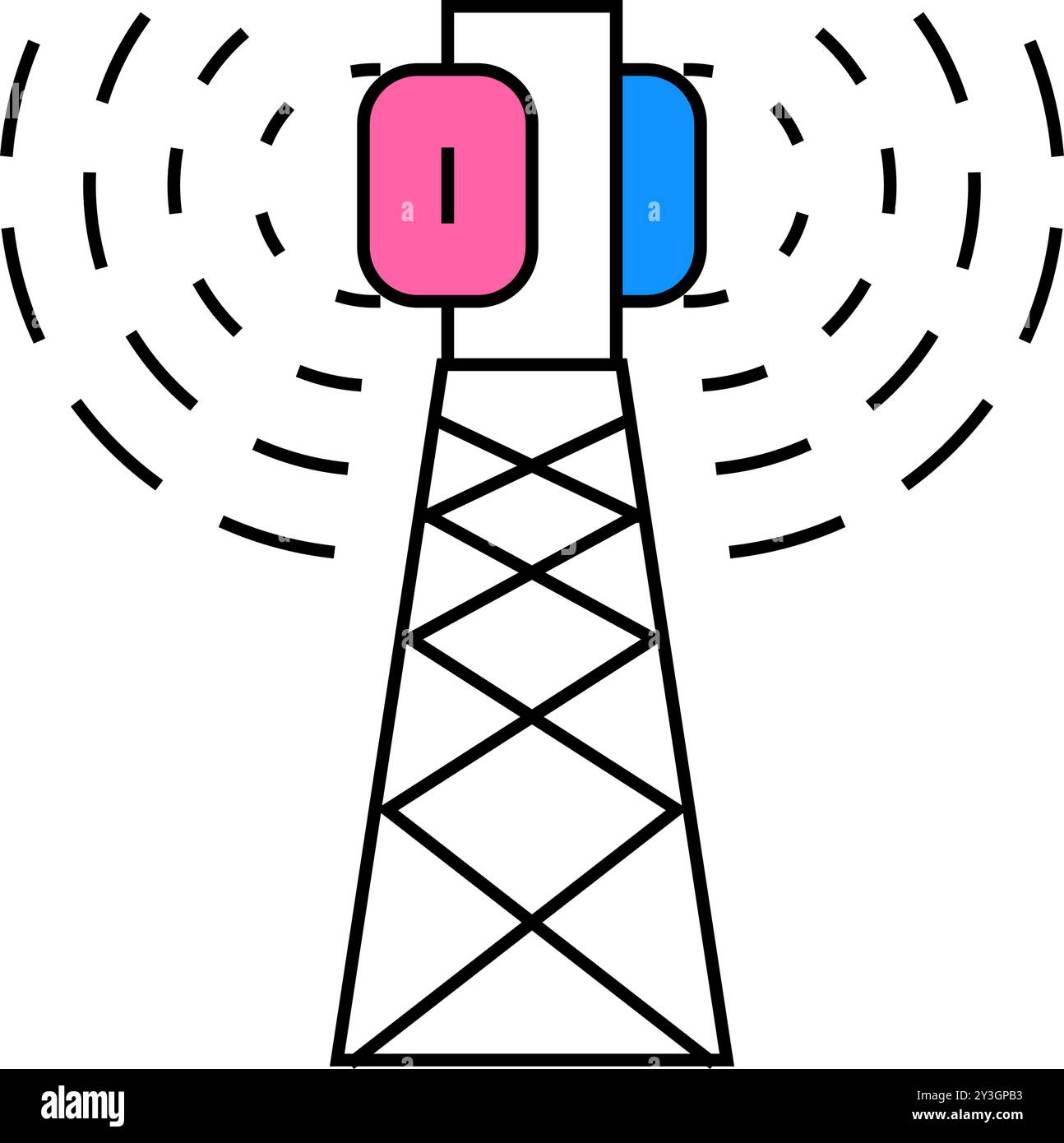 Abbildung der Farbe des elektromagnetischen Symbols der Antenne Stock Vektor