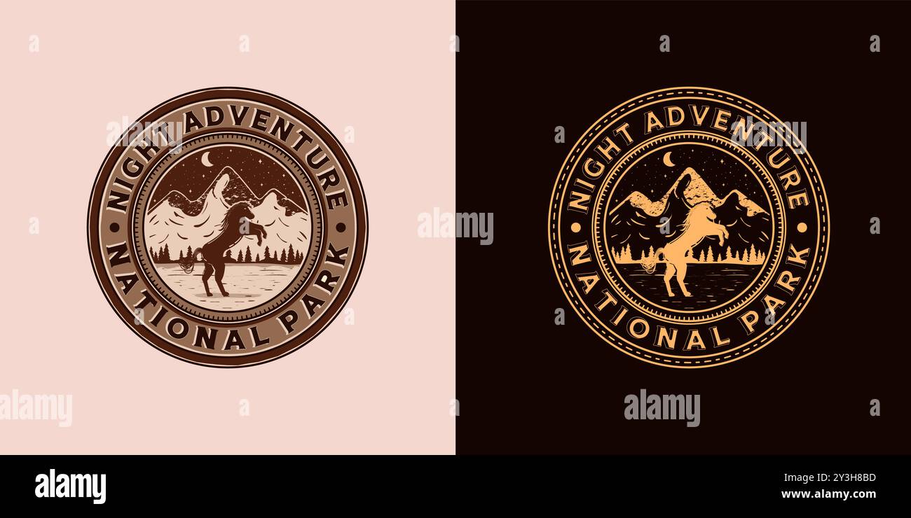 Outdoor Camp Adventure Logo Illustration Design. Exklusives Logo Im Vintage-Stil. Outdoor Camp-Logo im Vintage Old Style. Stock Vektor