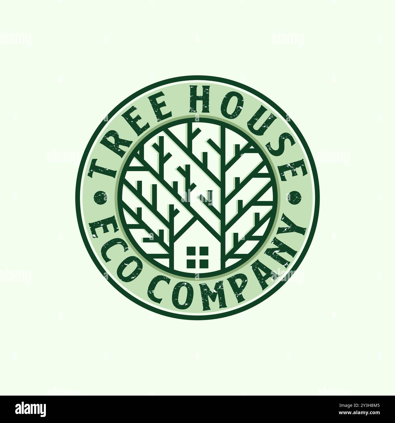Naturhaus Logo Vektor Illustration Design. Design-Inspiration für Öko-Haus, Greenhouse oder Baumhaus. Simple Modern Creative House Logo Stock Vektor