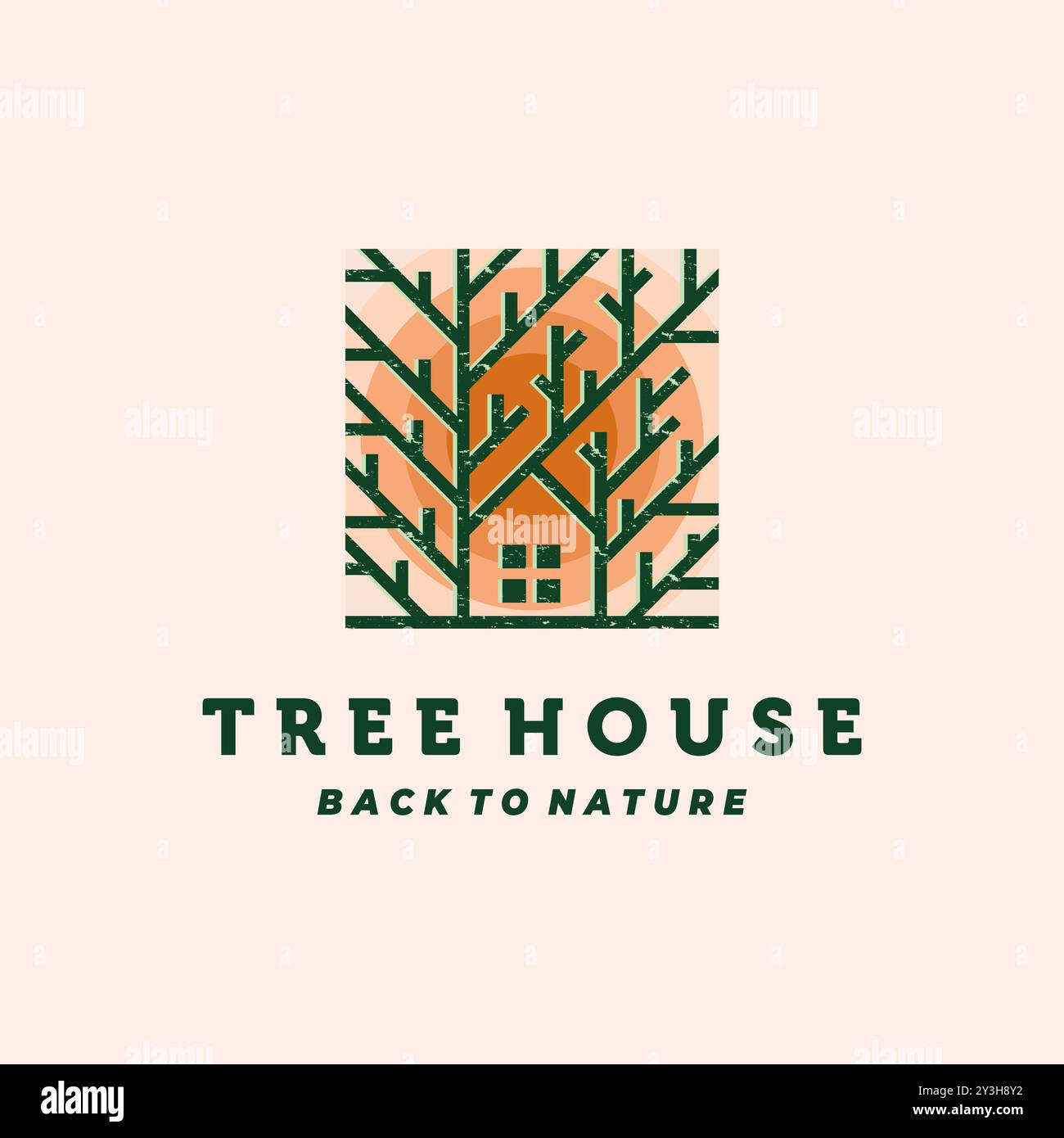 Naturhaus Logo Vektor Illustration Design. Design-Inspiration für Öko-Haus, Greenhouse oder Baumhaus. Simple Modern Creative House Logo Stock Vektor