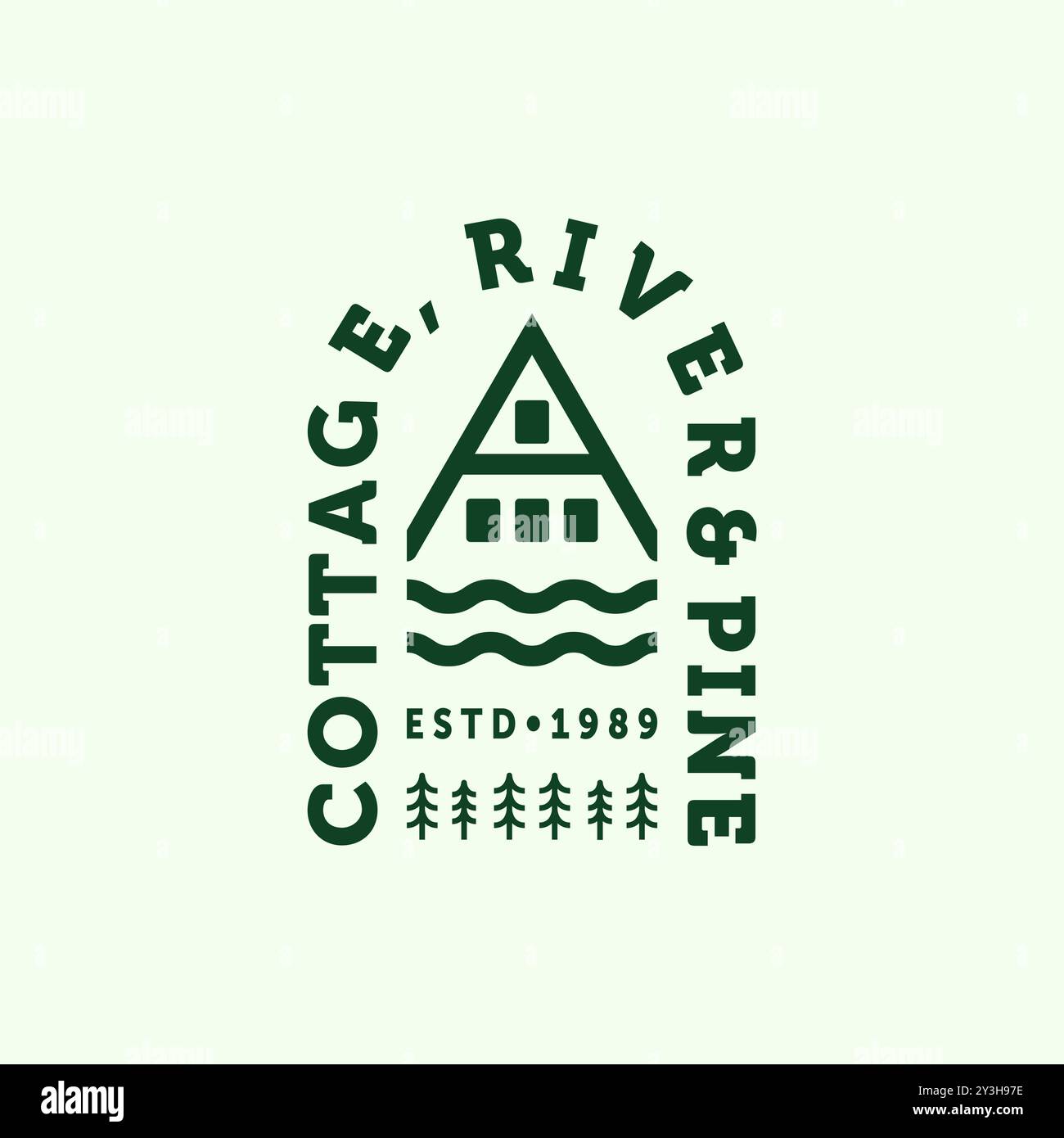 Cottage oder Cabin House Logo Vektor Illustration Design. Schlichtes, Modernes, Minimalistisches Real Estate Logo-Design. Creative Line Art of Cottage Stock Vektor