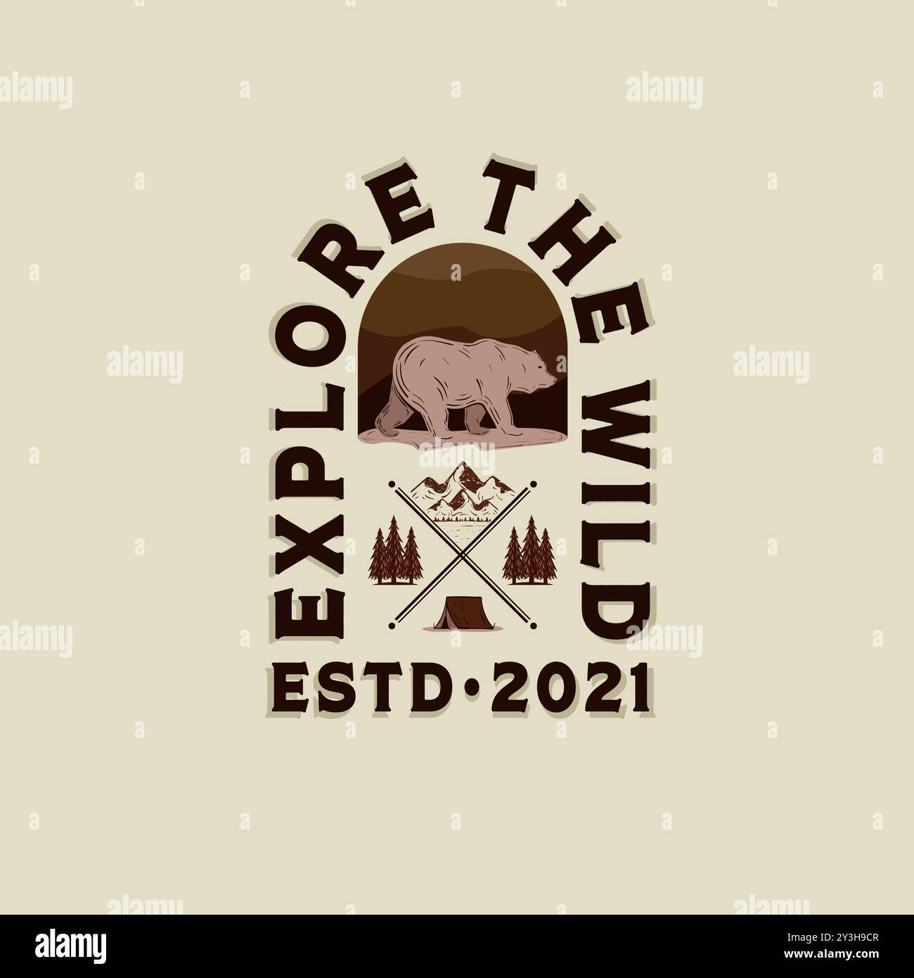 Exklusives Adventure Logo-Design. Hochwertiges Adventure-Logo Im Vintage-Stil. Outdoor Camp-Logo im Vintage Old Style. Stock Vektor