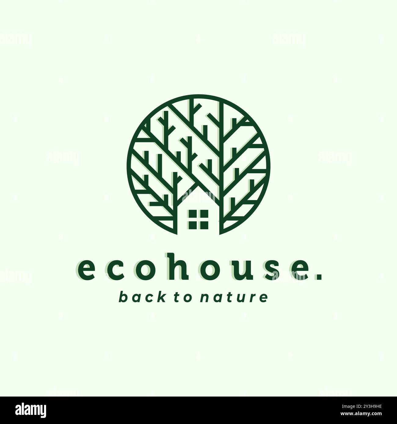 Naturhaus Logo Vektor Illustration Design. Design-Inspiration für Öko-Haus, Greenhouse oder Baumhaus. Simple Modern Creative House Logo Stock Vektor