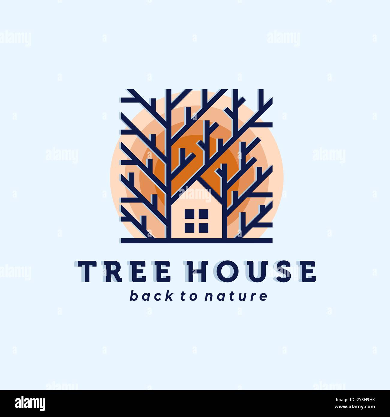 Naturhaus Logo Vektor Illustration Design. Design-Inspiration für Öko-Haus, Greenhouse oder Baumhaus. Simple Modern Creative House Logo Stock Vektor