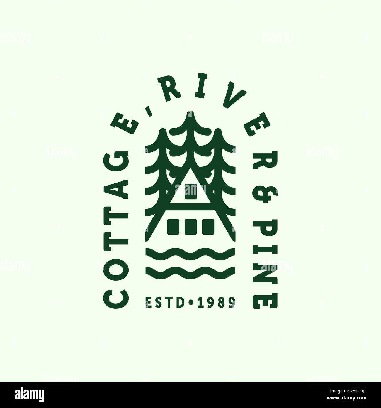 Cottage oder Cabin House Logo Vektor Illustration Design. Schlichtes, Modernes, Minimalistisches Real Estate Logo-Design. Creative Line Art of Cottage Stock Vektor