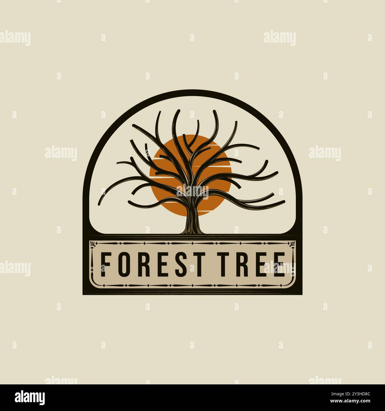 Vintage-Design mit Baum-Logo-Vektor. Baumstamm- oder Baumzweig-Logo-Konzept. Oak Tree – kreatives und minimalistisches Logo-Design Stock Vektor Vintage-Design mit Baum-Logo-Vektor. Baumstamm- oder Baumzweig-Logo-Konzept. Oak Tree – kreatives und minimalistisches Logo-Design Stock Vektor