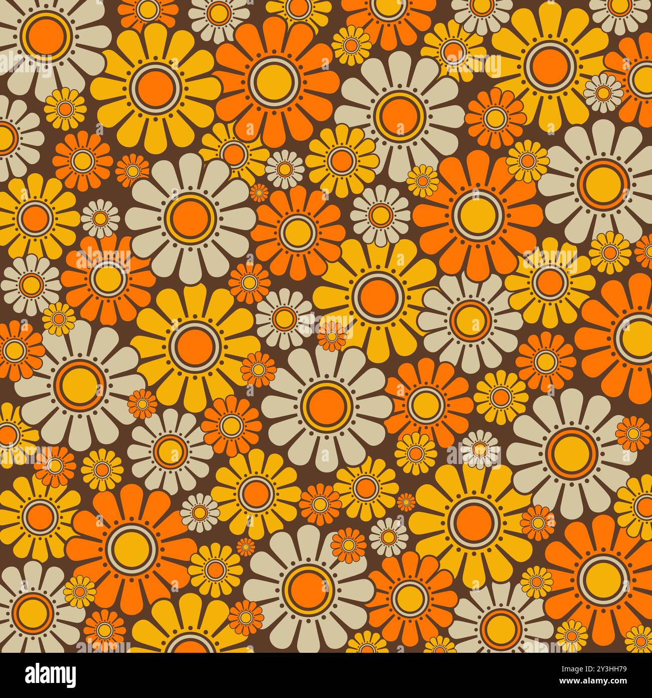 Blumenmuster im Stil der 60er Jahre mit Gänseblümchenmuster Stockfoto