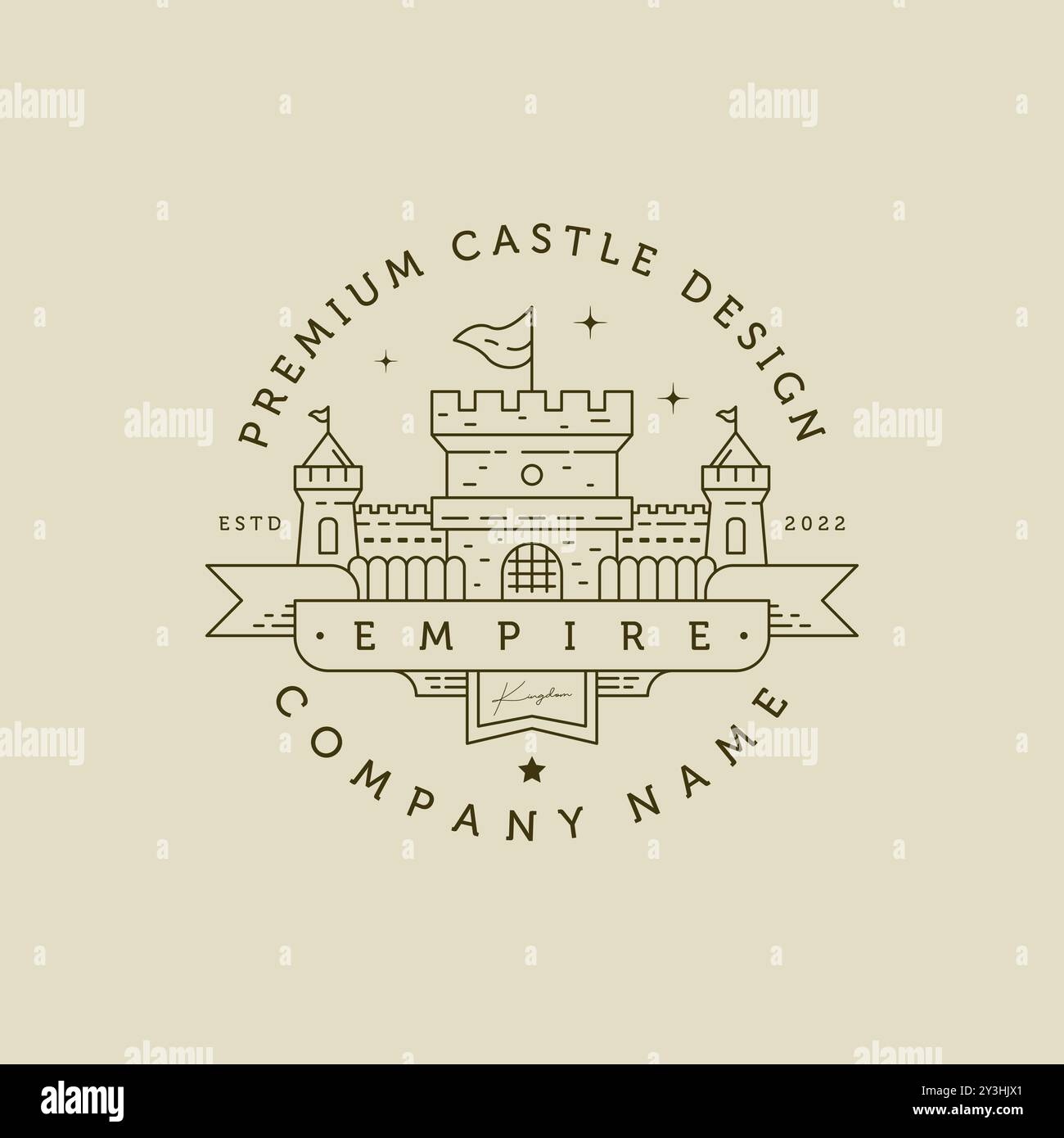 Burgturm Linie Art Logo Vektor Symbol Illustration Design, Vintage minimalen Burg Design Stock Vektor