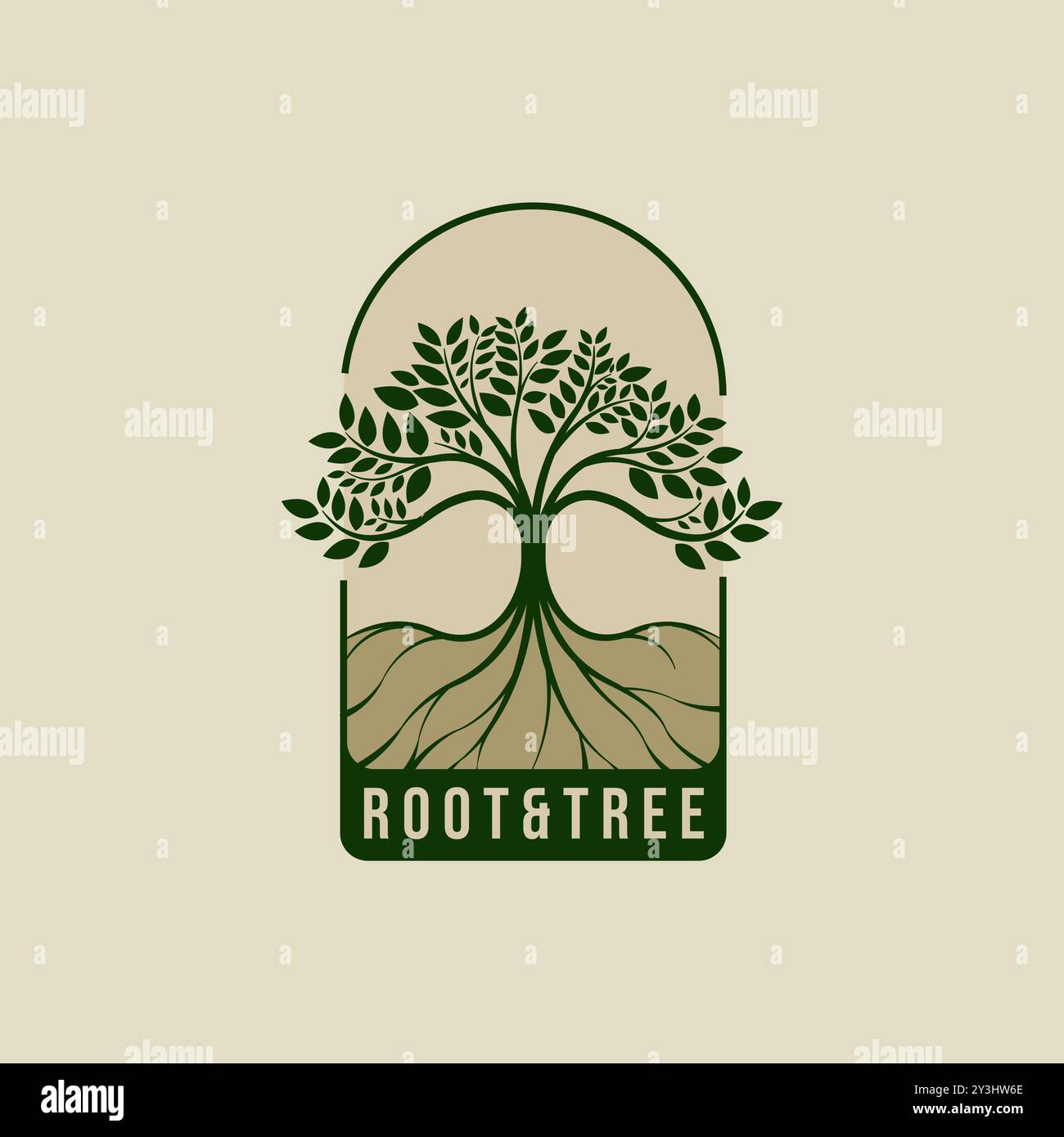Design des kreativen Naturbaums. Vektorillustration für Baum und Root-Logo. Logo mit Naturbaumabzeichen Stock Vektor