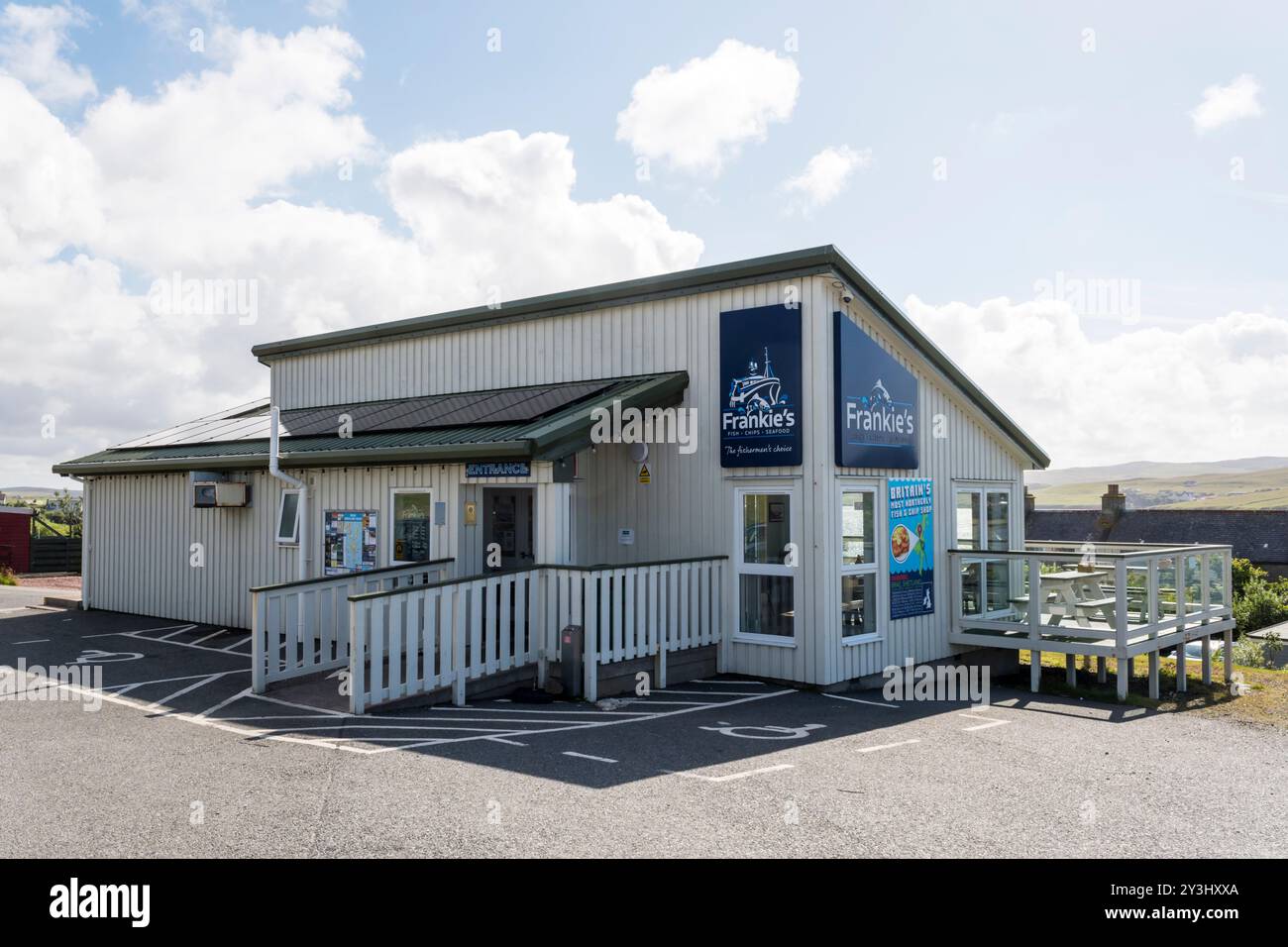 Frankie's Fish & Chips in Brae, Shetland, ist die nördlichste Fish & Chip Shop in Großbritannien. Sieger der nationalen Fish & Chip Awards 2015. Stockfoto
