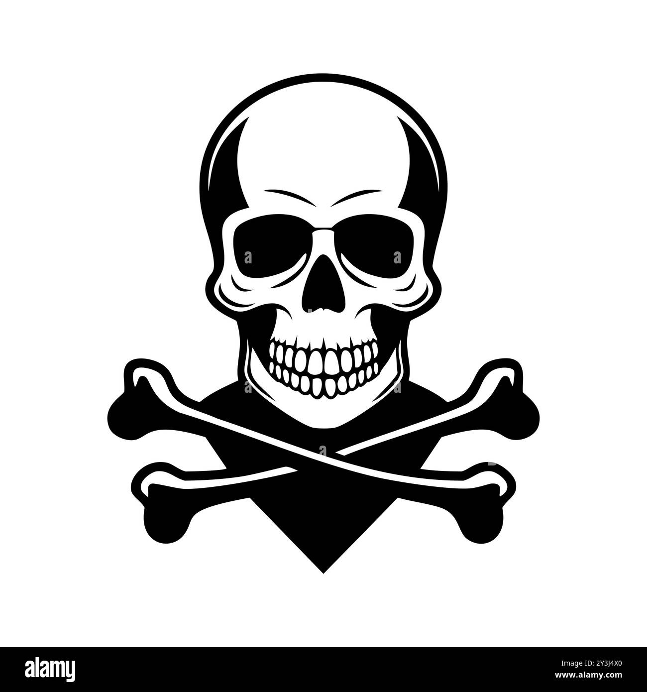 Handgezeichneter Schädel- und Kreuzknochen-Tattoo-Illustration Stock Vektor