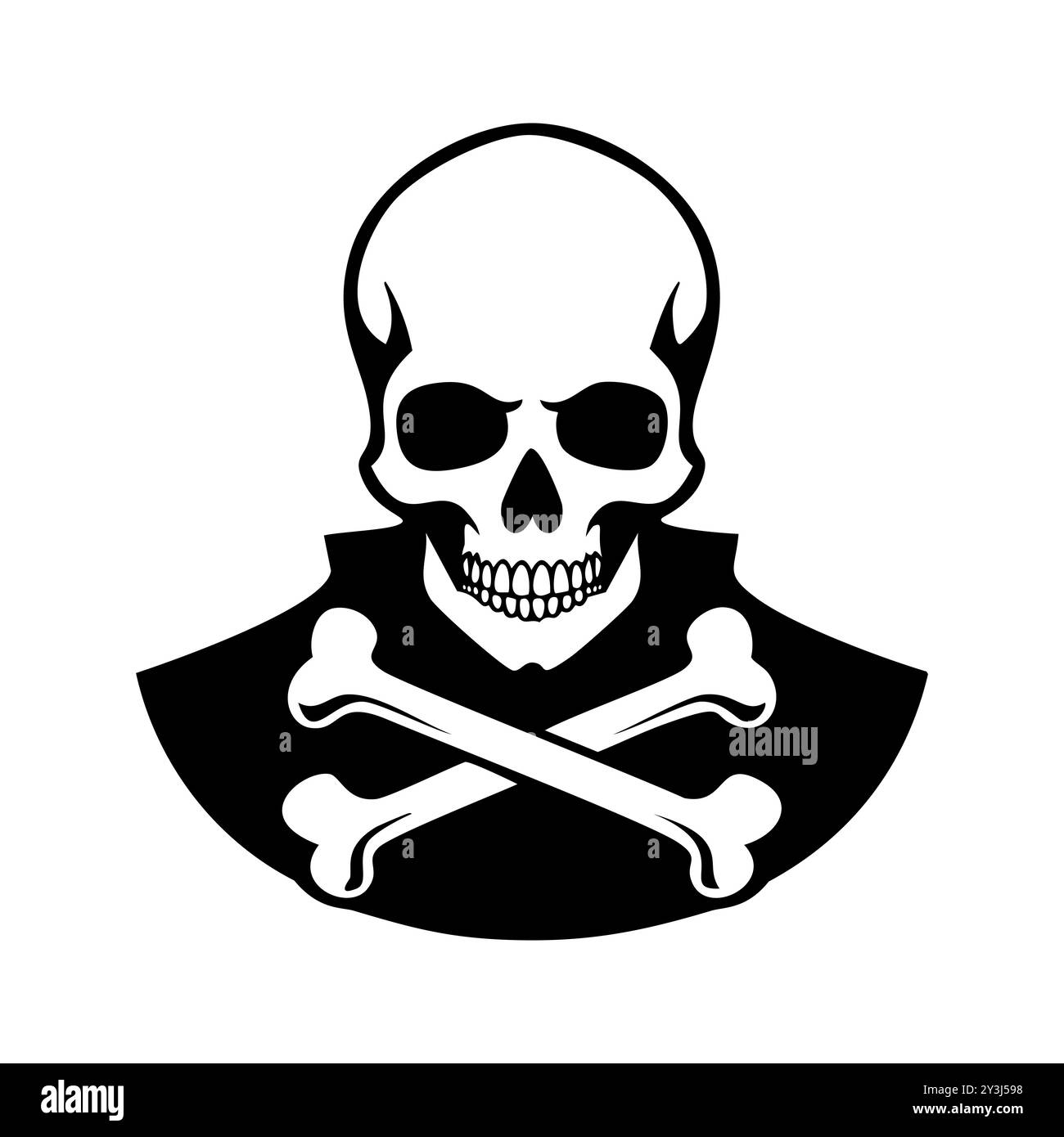 Handgezeichneter Schädel- und Kreuzknochen-Tattoo-Illustration Stock Vektor