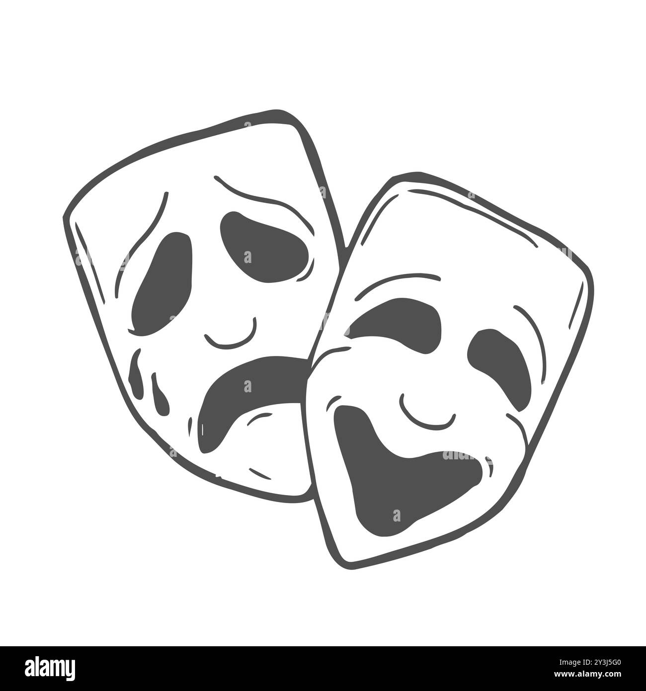 Drama- oder Theatermasken-Illustration im Vektorformat, geeignet für Web, Druck Stock Vektor