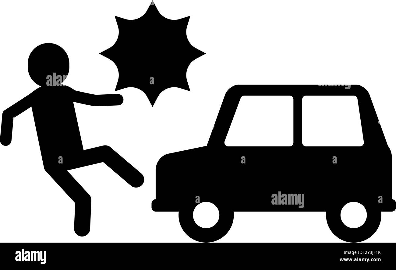 Piktogramme für Kollisionen, Verkehrsunfälle, Sicherheitsschilder, Gefahren und Warnungen, Vektorabbildung Stock Vektor