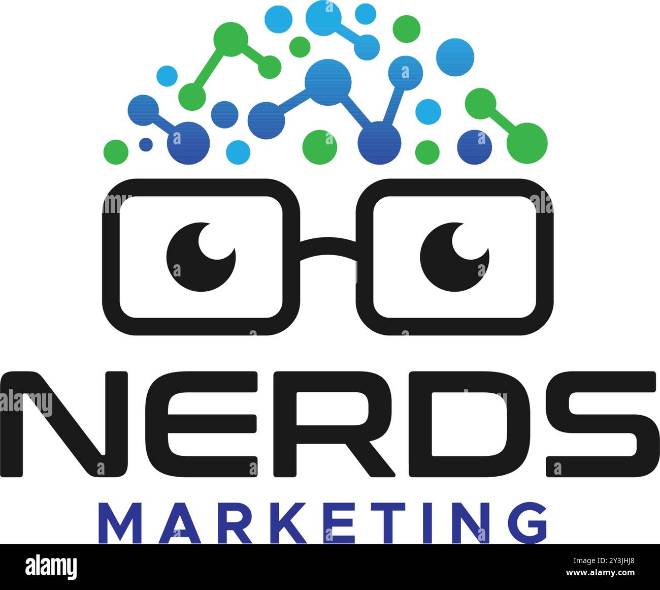 Modernes MARKETING-Eye-Buch-Logo-Design für NERDS Stock Vektor