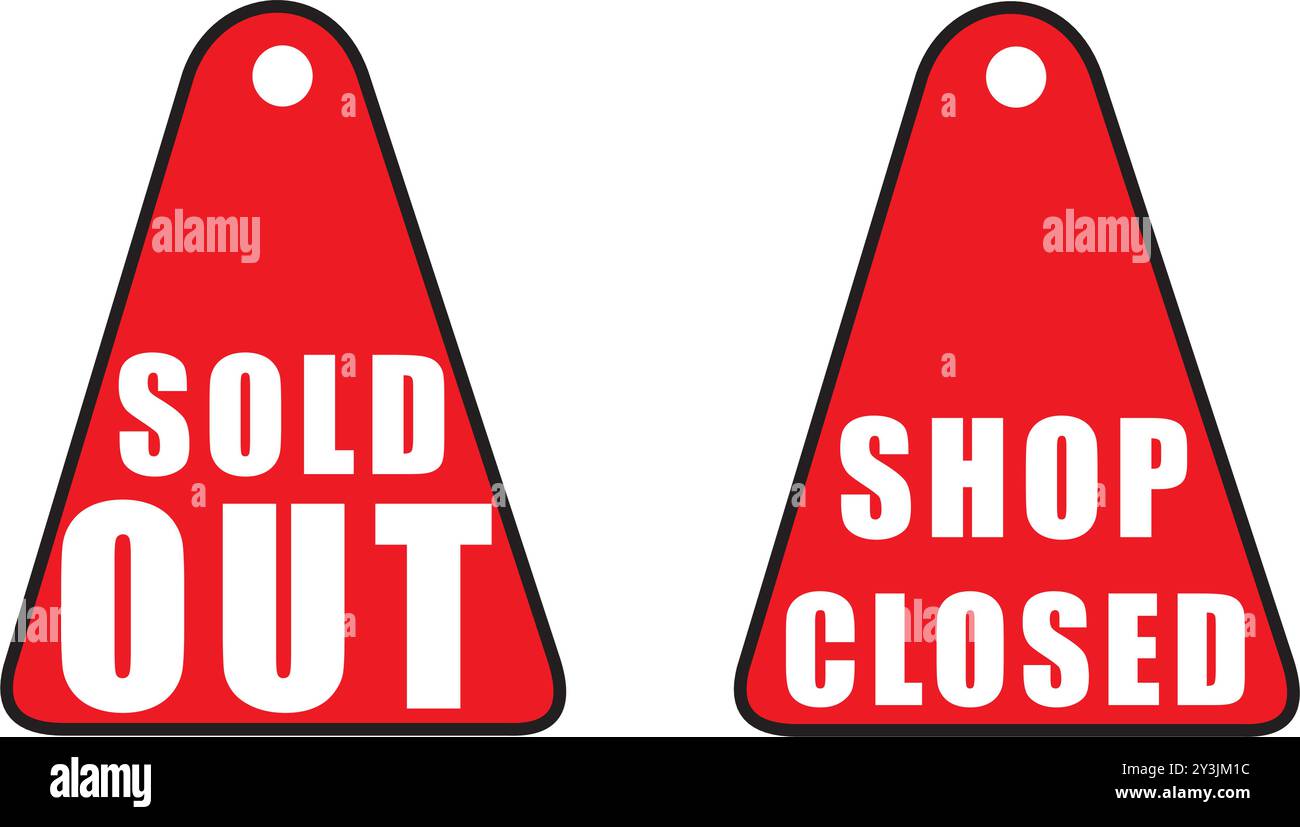 Sold Out und Shop Closed Label- oder Sticker-Designs Stock Vektor