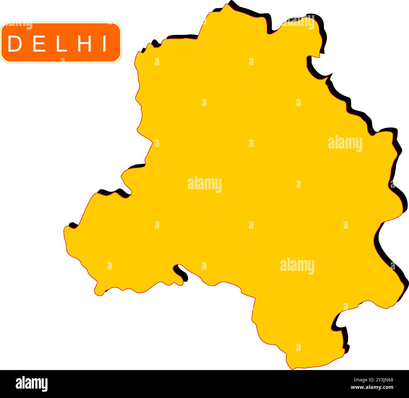 Delhi State Map of India mit dem Namen darauf Stock Vektor