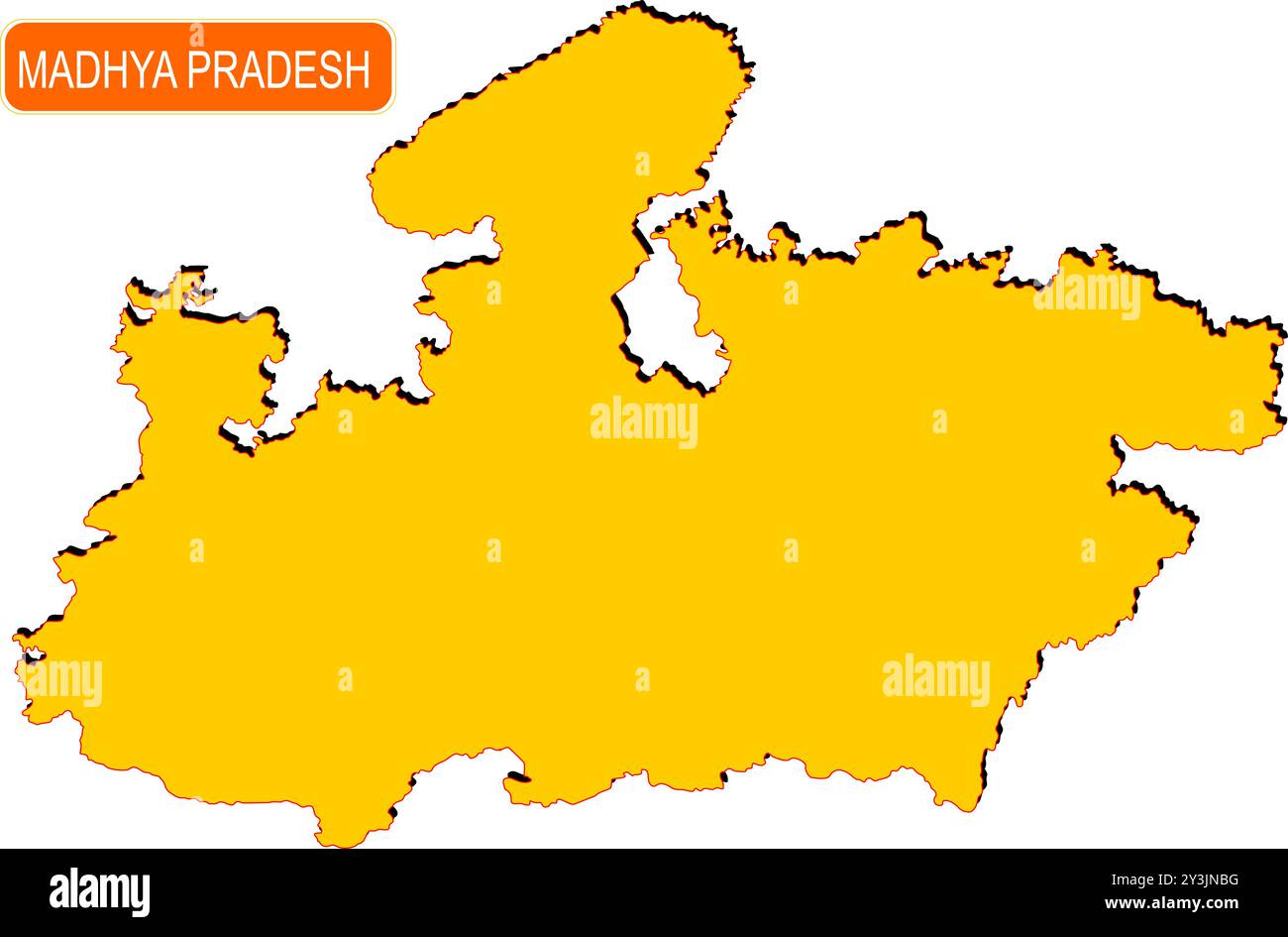 Madhya Pradesh State Map of India mit dem Namen darauf Stock Vektor