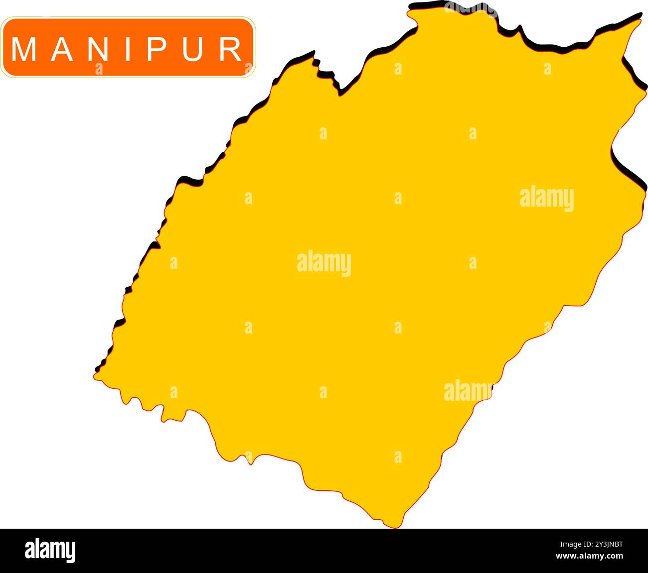 Manipur State Map of India mit dem Namen darauf Stock Vektor