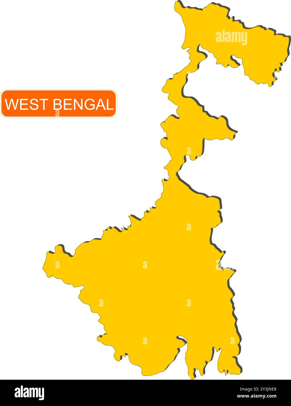 Westbengalen State Map of India mit dem Namen darauf Stock Vektor