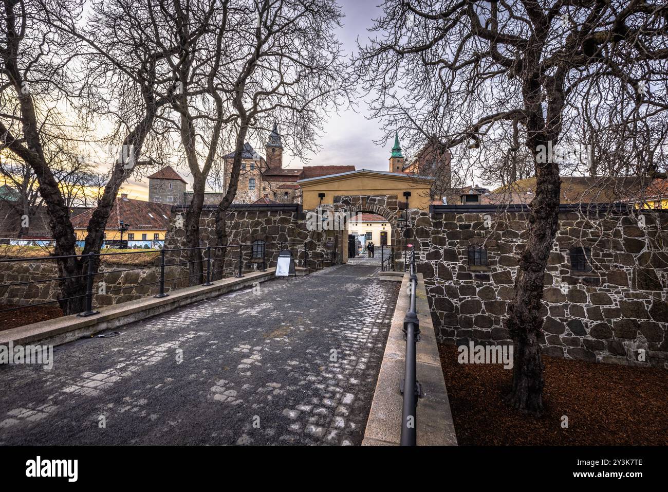 Oslo - 12. Februar 2023: Die historische epische Festung Akershus i Oslo, Norwegen Stockfoto