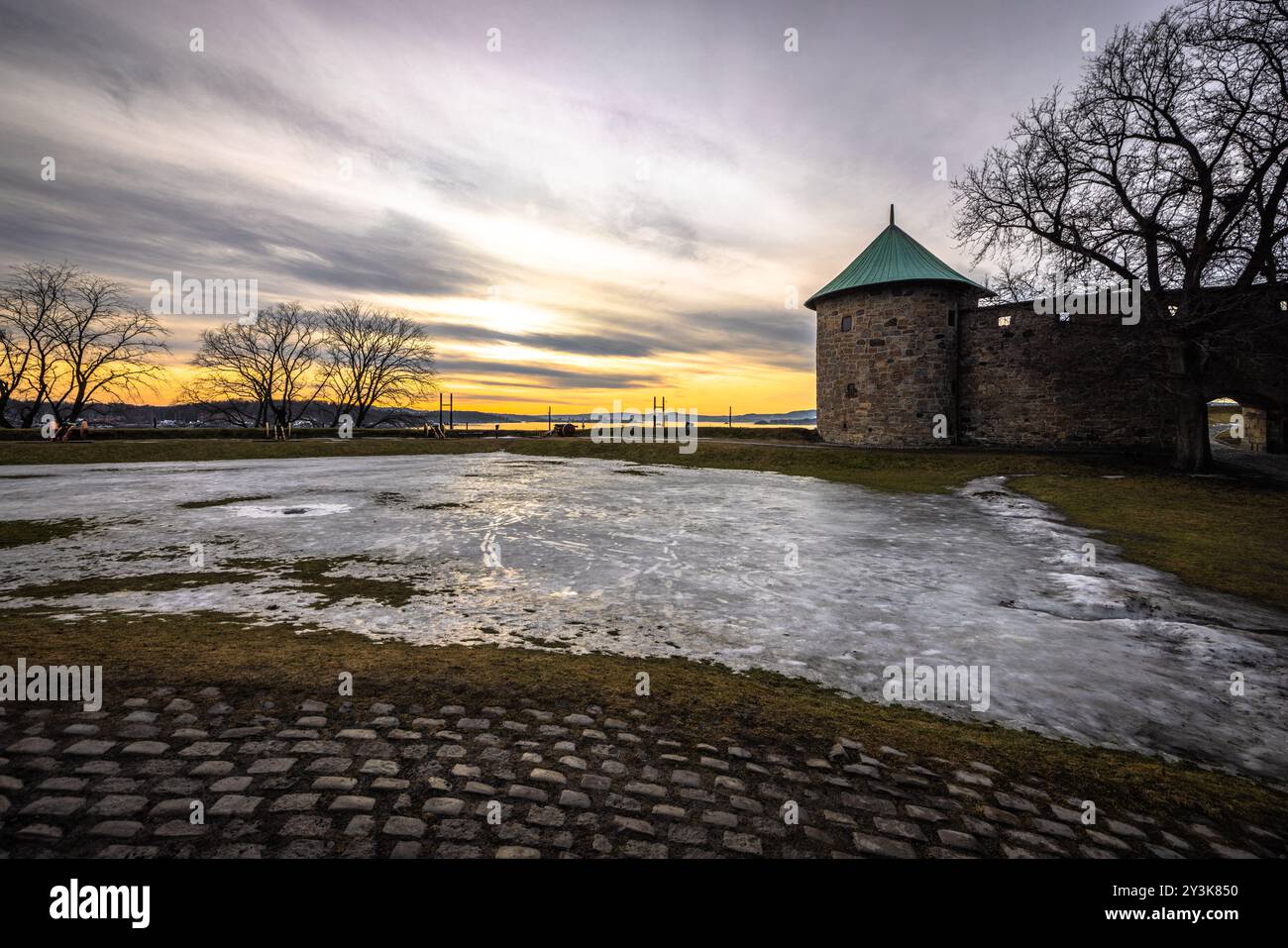 Oslo - 12. Februar 2023: Die historische epische Festung Akershus i Oslo, Norwegen Stockfoto