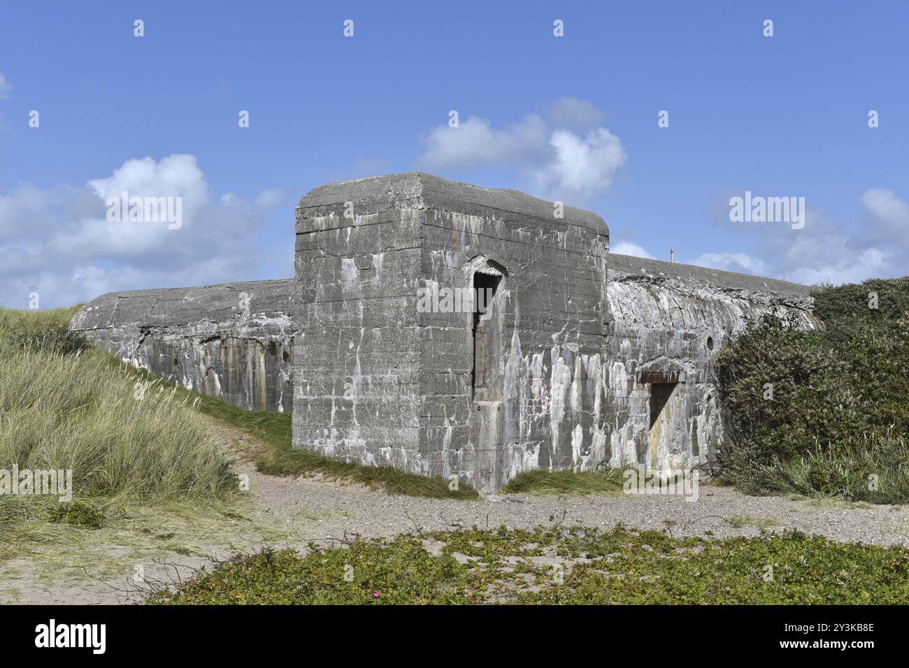 Bunker, Botonbunker der Atlantischen Mauer in Dänemark am Strand von Jütland Stockfoto