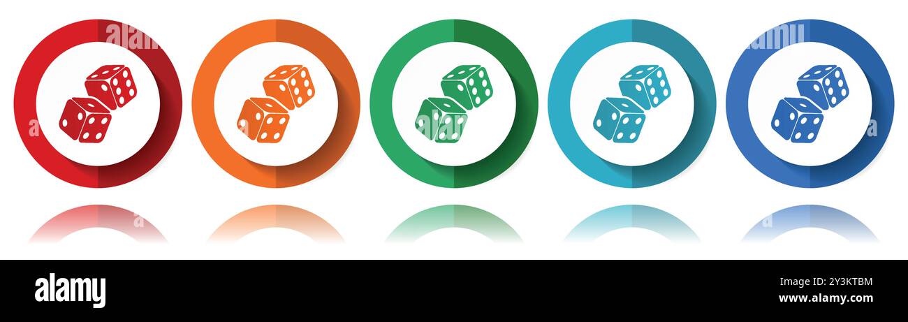 Würfel, Casino-Vektorsymbole, flaches Symbol-Set für Logo-Design, Webdesign und mobile Anwendungen, bunte Web-Button-Kollektion in eps 10 Stock Vektor