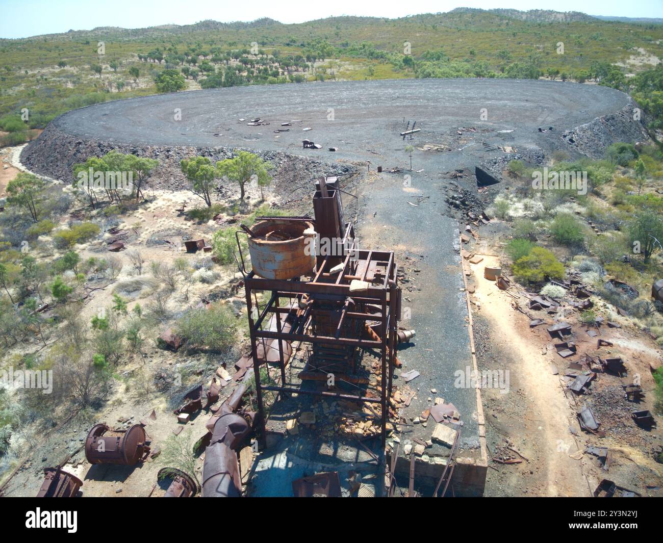 Kuridala Kupferhütte und Minenruinen in NW Queensland wurden Anfang des 20. Jahrhunderts betrieben Stockfoto