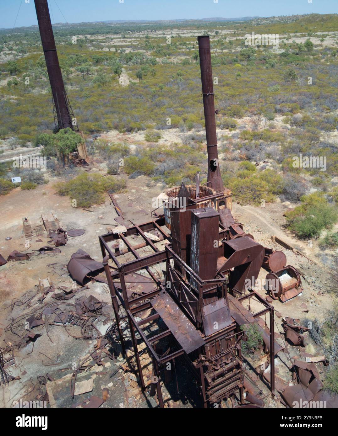 Kuridala Kupferhütte und Minenruinen in NW Queensland wurden Anfang des 20. Jahrhunderts betrieben Stockfoto