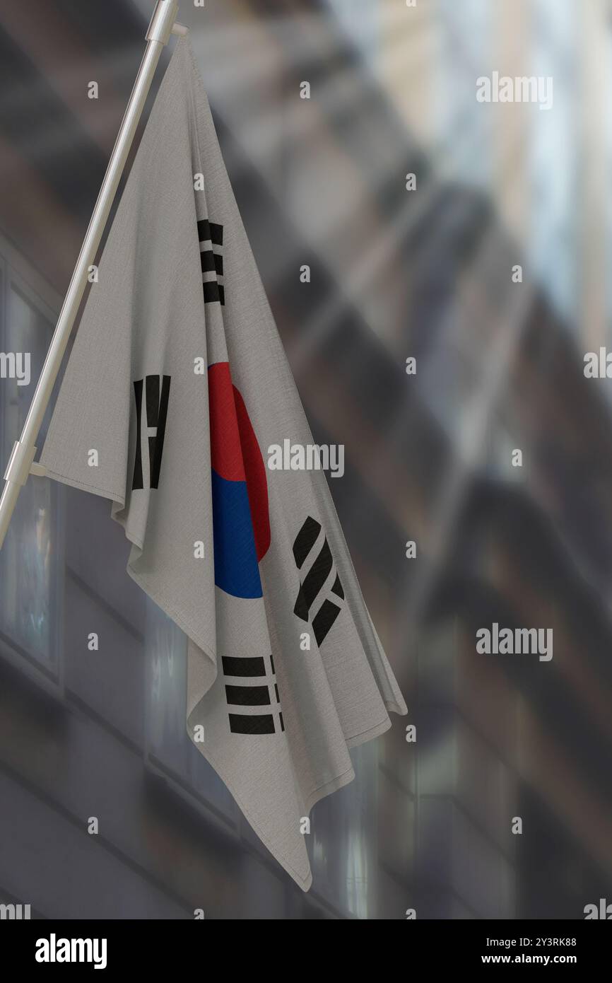 Südkoreanische Nationalflagge. 3D rendern Stockfoto