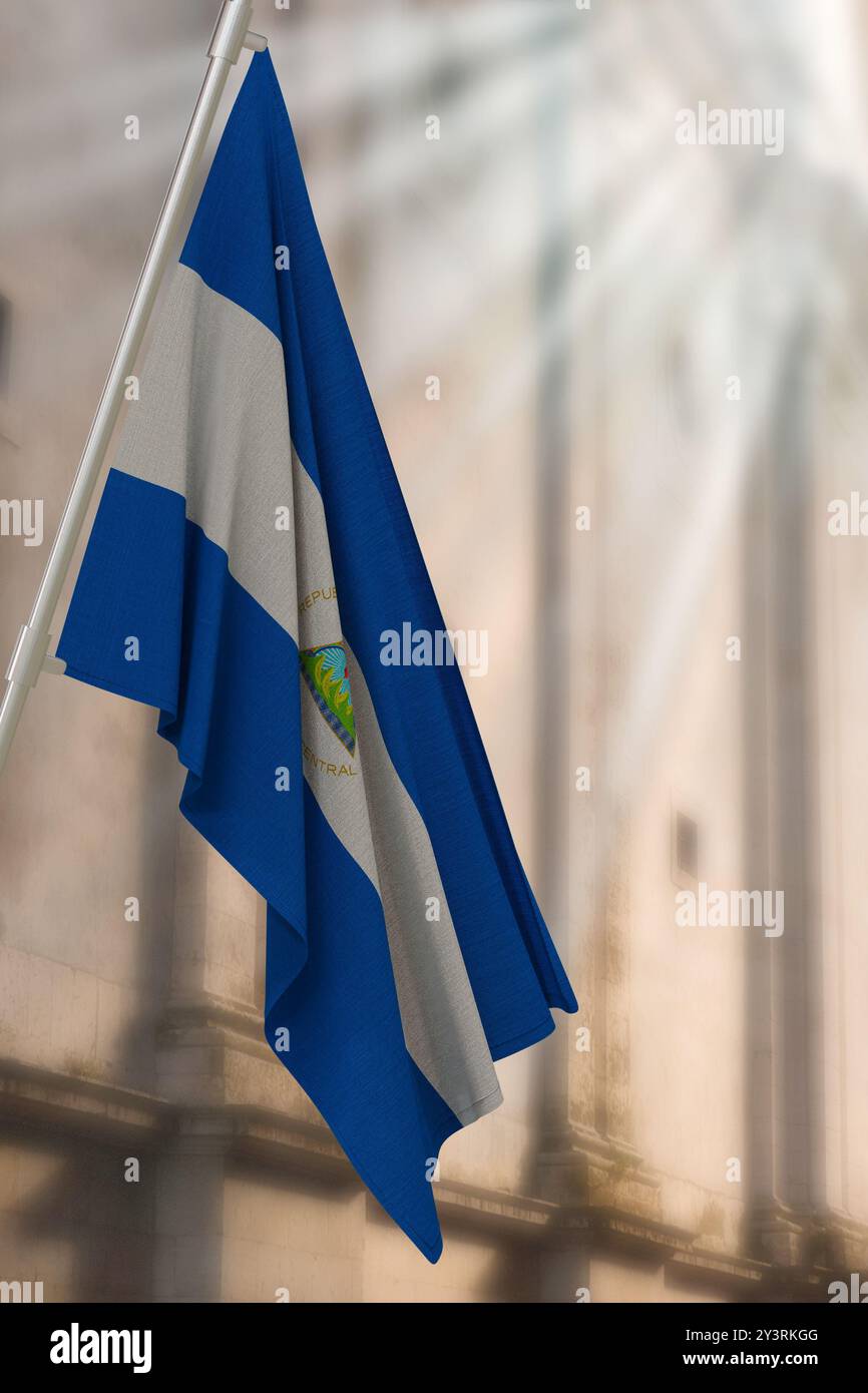 Nationalflagge Nicaraguas. 3D rendern Stockfoto