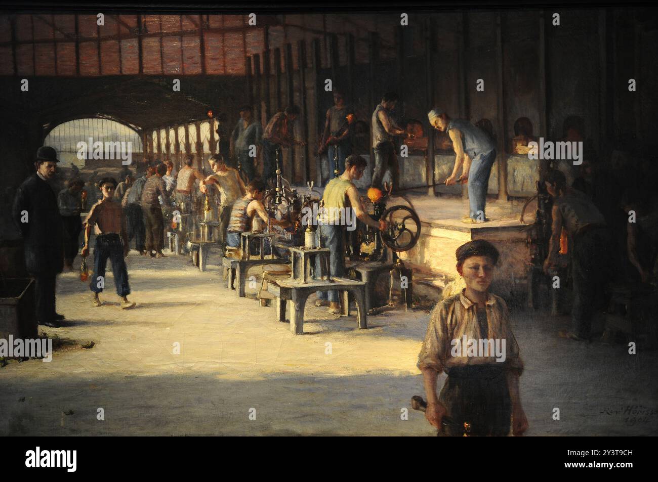 FRANKREICH. POITOU-CHARENTES. COGNAC. MUSEUM DER KÜNSTE DES COGNAC. BILD DER GLASFABRIK CLAUDE BOUCHER IN COGNAC. RENE HERISSON Stockfoto