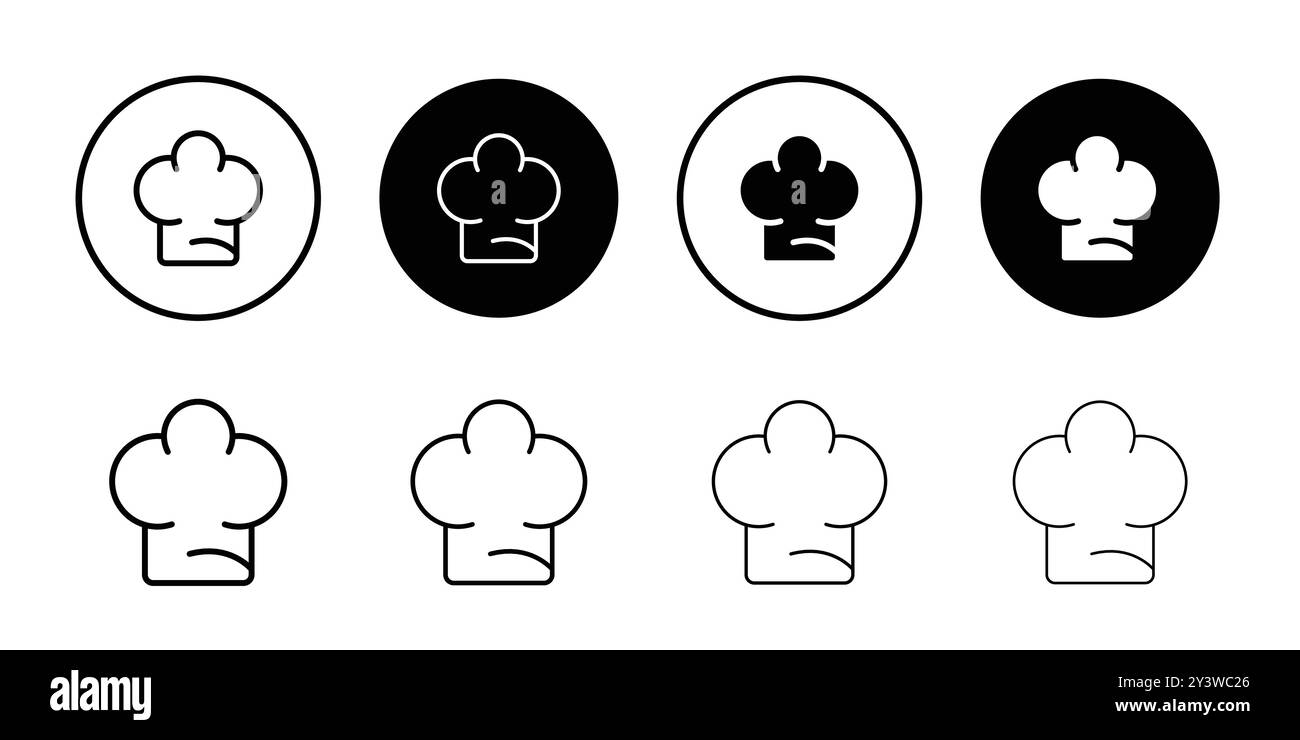 Chef Hut Icon Logo Zeichen Vektor Umriss in schwarz-weiß Farbe Stock Vektor