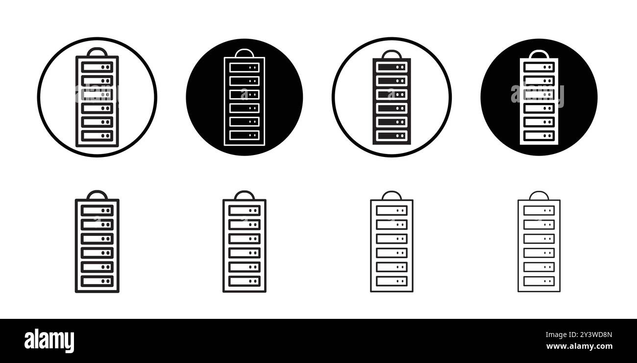 Serverrack-Symbol Logozeichen Vektorkontur in Schwarz-weiß Stock Vektor