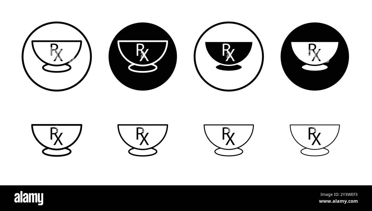 RX-Symbol Symbol Logo-Zeichen Vektorumrandung in Schwarz-weiß Stock Vektor