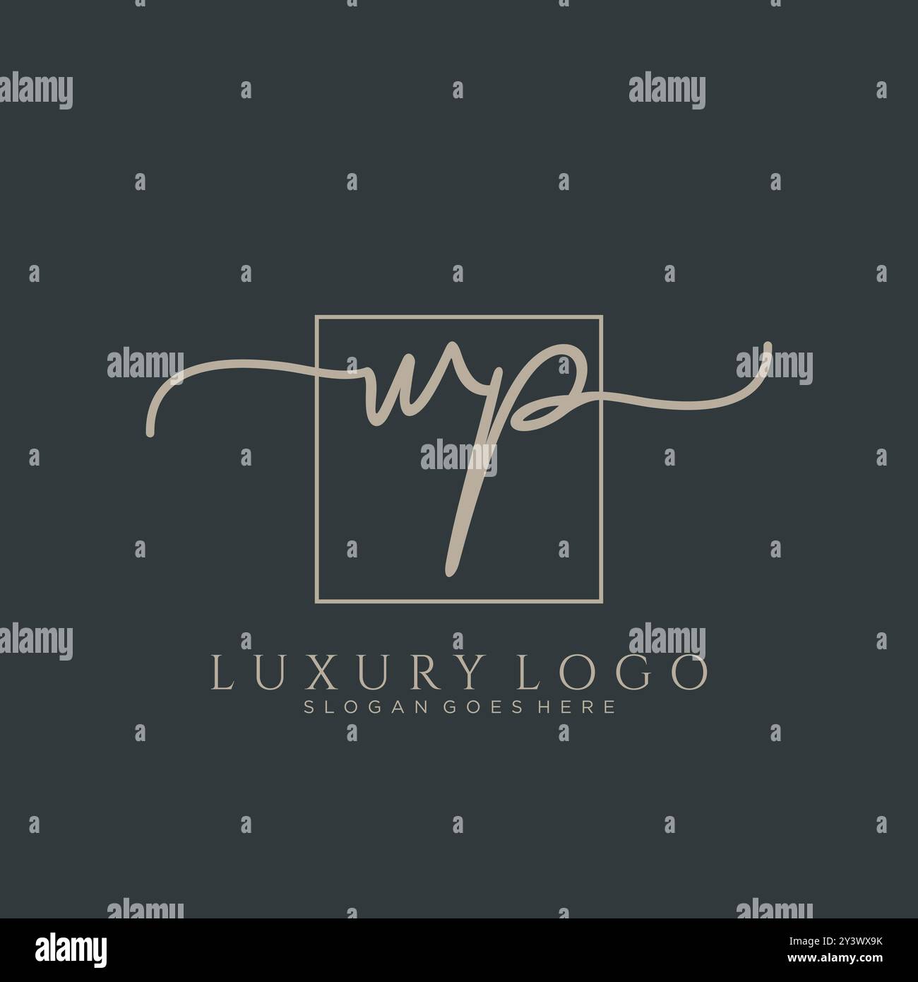 WP Initial Handschrift Logo Design Stock Vektor