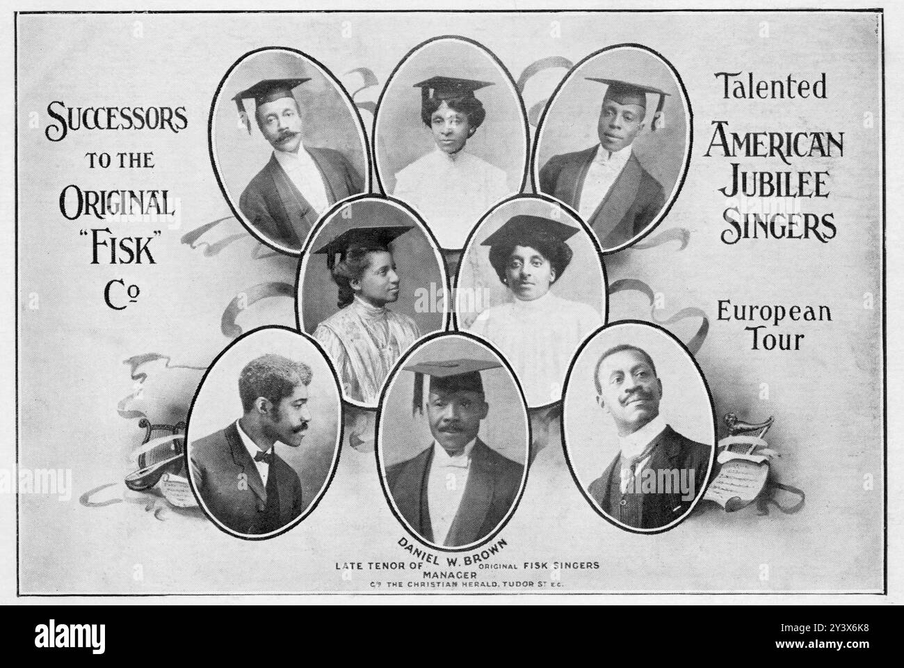 American Jubilee Singers, Successors to the Original Fisk Co, Gesangskünstler, ca. 1912 Werbepostkarte. Stockfoto