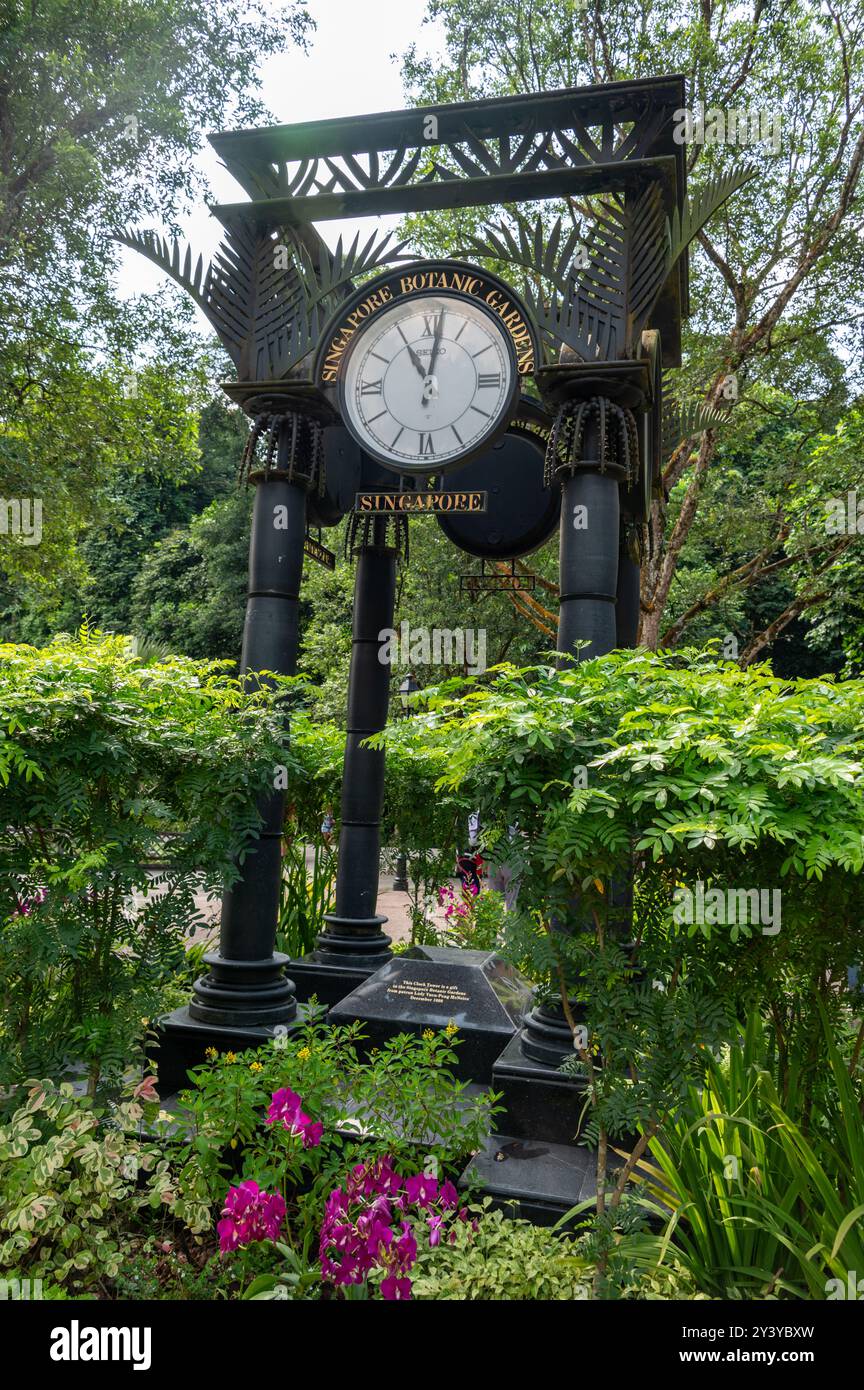 Singapore Botanic Gardens Clock Tower, Orchid Plaza Singapur, Singapur Besucher, Singapore Orchid Centre, Botanischer Garten, Botanischer Garten, Botanischer Garten Stockfoto