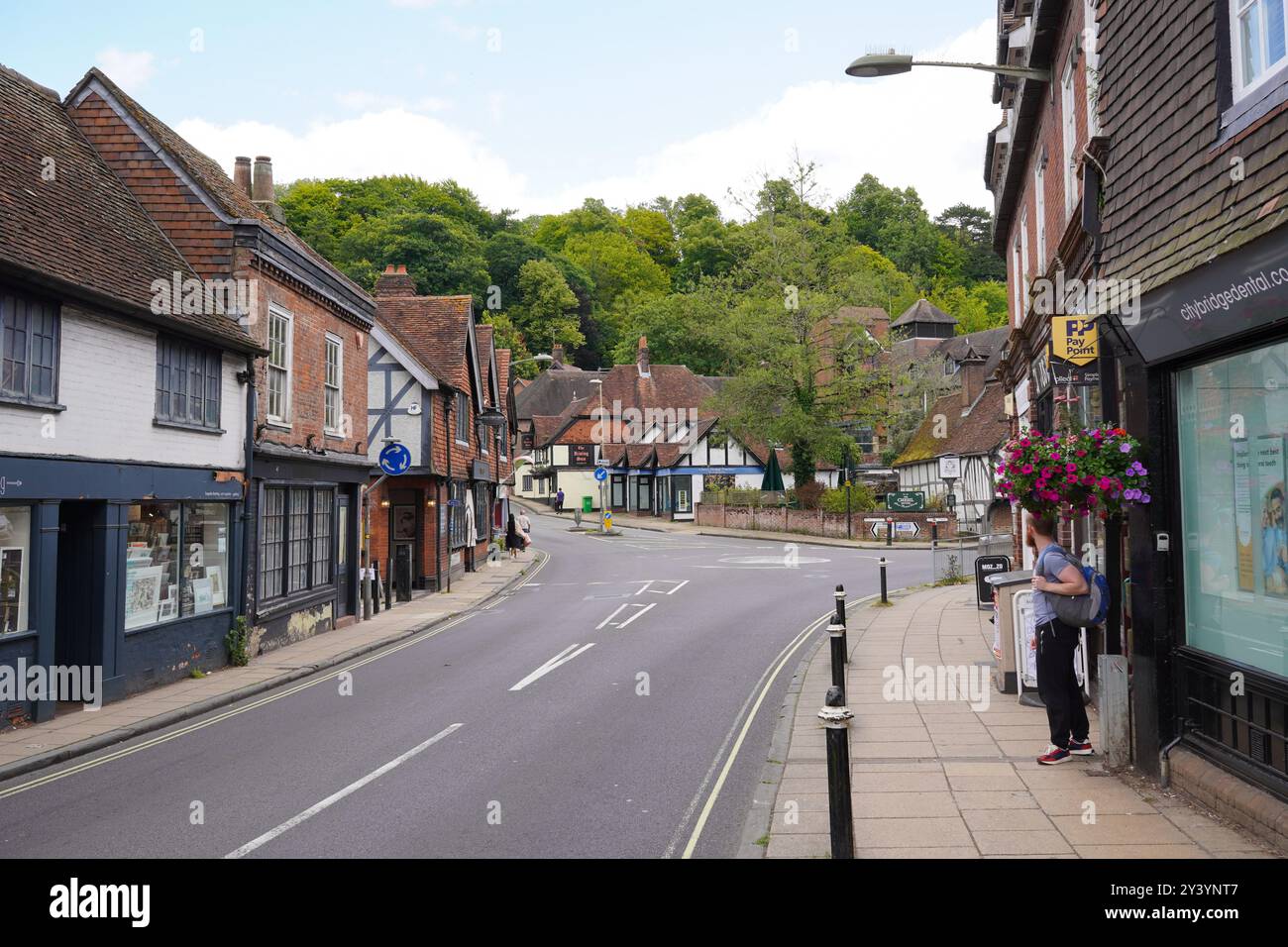 Historische Stadt Winchester in England. Malerische Szene der Altstadt. 27. Juli 2024 Stockfoto