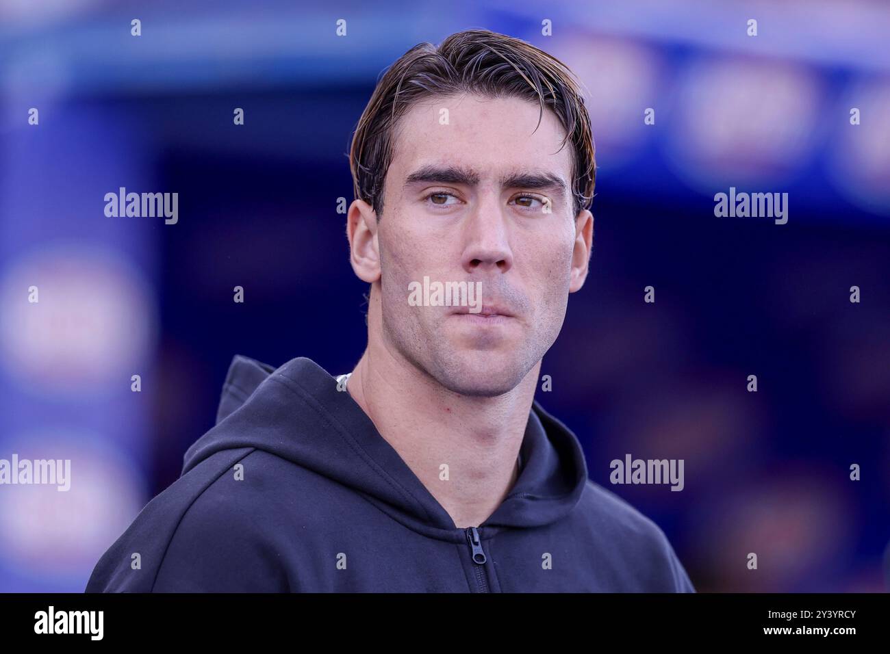 Juventus’ serbischer Stürmer Dusan Vlahovic während des Fußballspiels der Serie A Empoli gegen Juventus im Carlo Castellani Stadion am 14. September 2024 in Empoli. Stockfoto