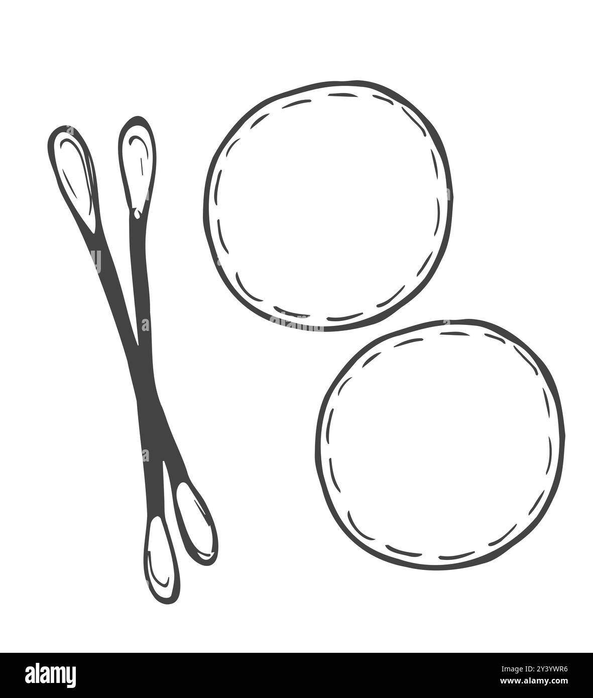 Kosmetische Wattepads und -Stifte in einem Glasgefäß. Stock Vektor