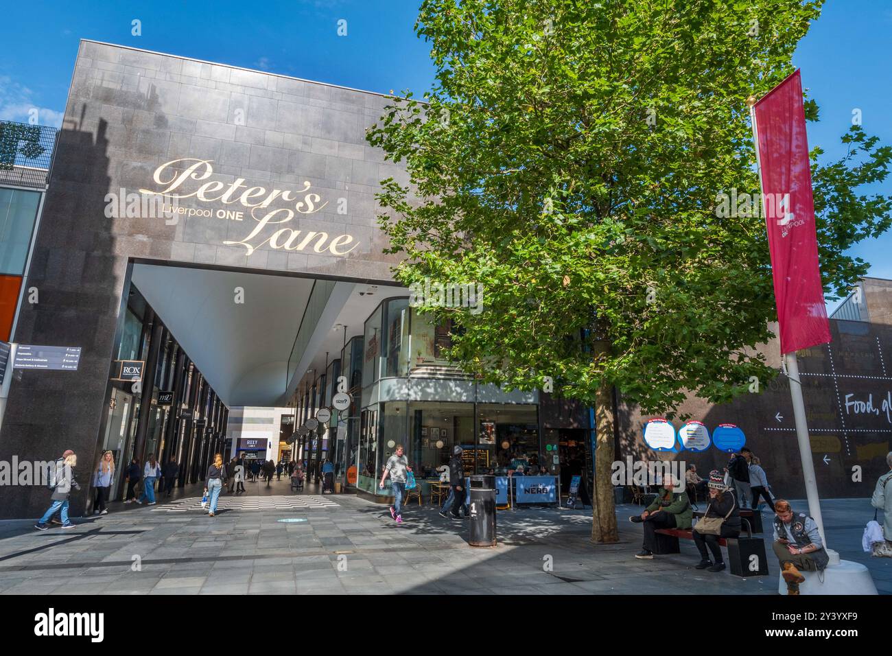 Das Einkaufszentrum Peters Lane ist Teil des Einkaufszentrums Liverpool One im Stadtzentrum. Stockfoto