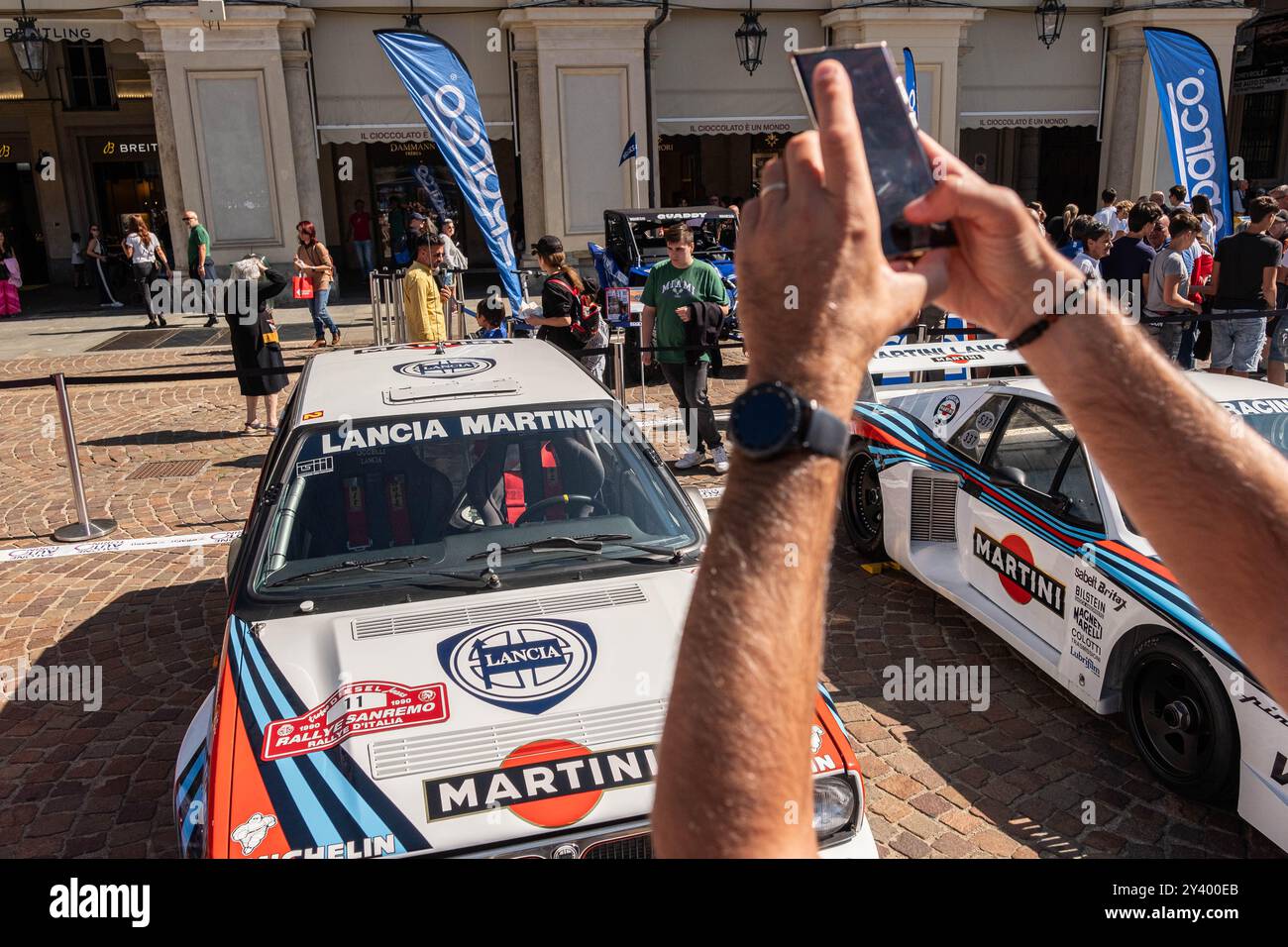 Incidente al salone dell&#x2019;Auto presso Piazza San Carlo a Torino, Italia - Cronaca - Domenica 15 Settembre 2024 - (Foto Giacomo Longo / LaPresse) Unfall auf der Autoausstellung in Piazza San Carlo in Turin, Italien - Nachrichten - Sonntag, 15. September 2024 - (Foto Giacomo Longo / LaPresse) Stockfoto