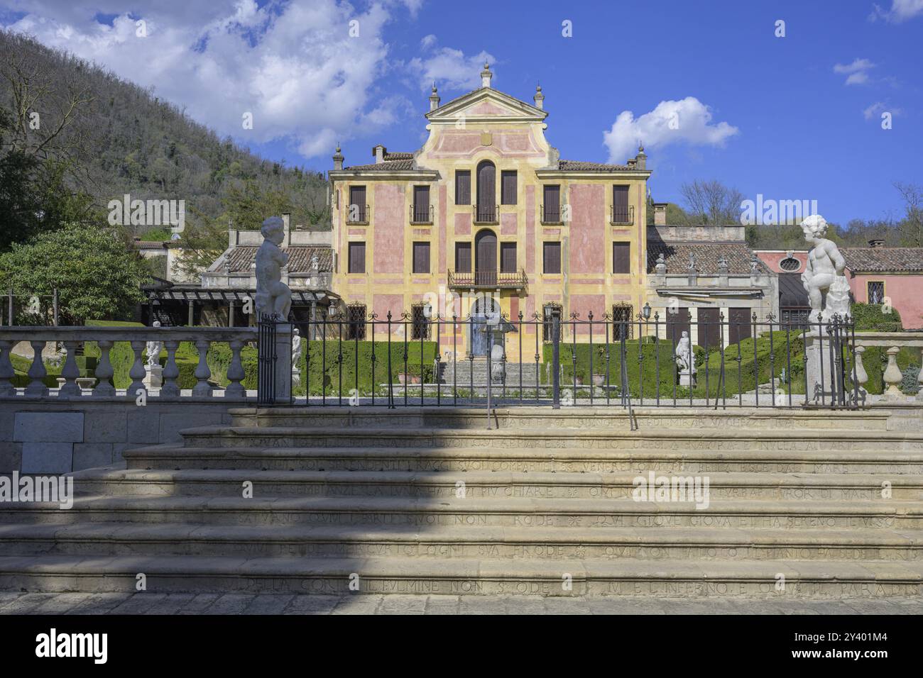 Sonettentreppe der Villa Barbarigo, Valsanzibio, Galzignano Terme, Provinz Padua, Italien, Europa Stockfoto