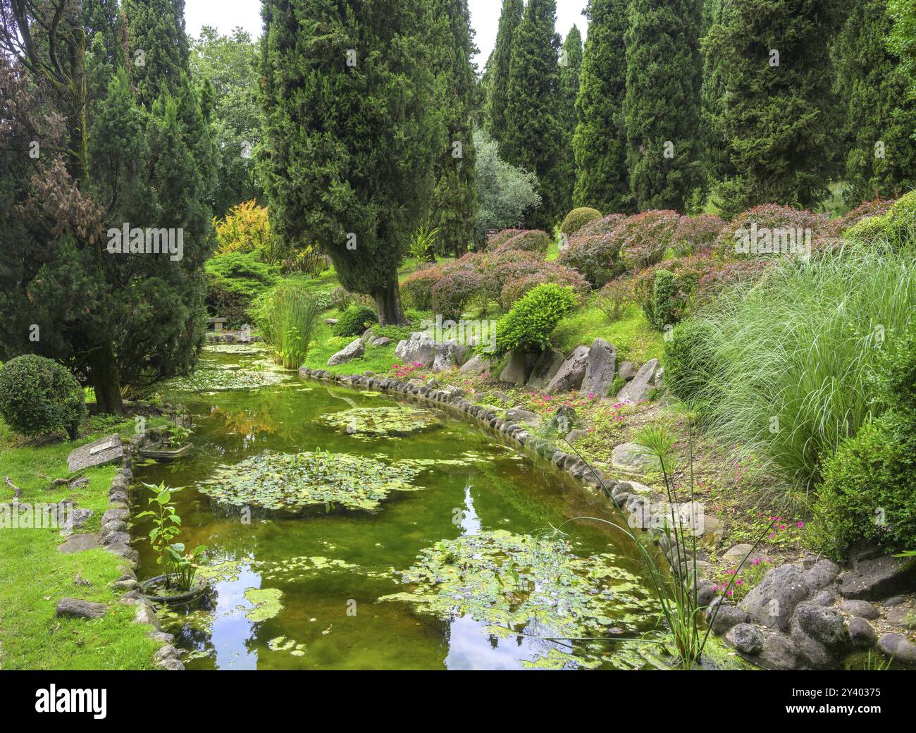 Teich im Parco Giardino Sigurta, Valeggio sul Mincio, Provinz Verona, Italien, Europa Stockfoto