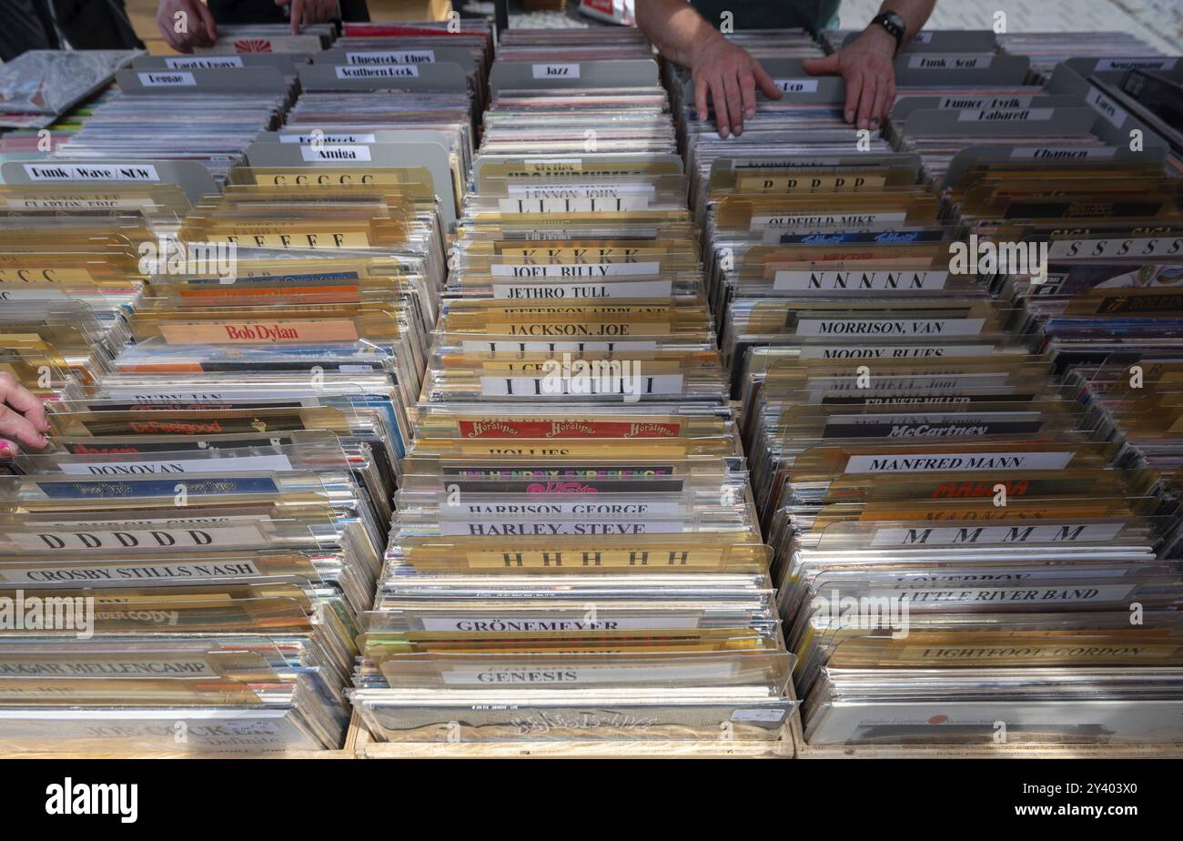 Verkauf alter Schallplatten, Schaerding, Niederösterreich, Österreich, Europa Stockfoto