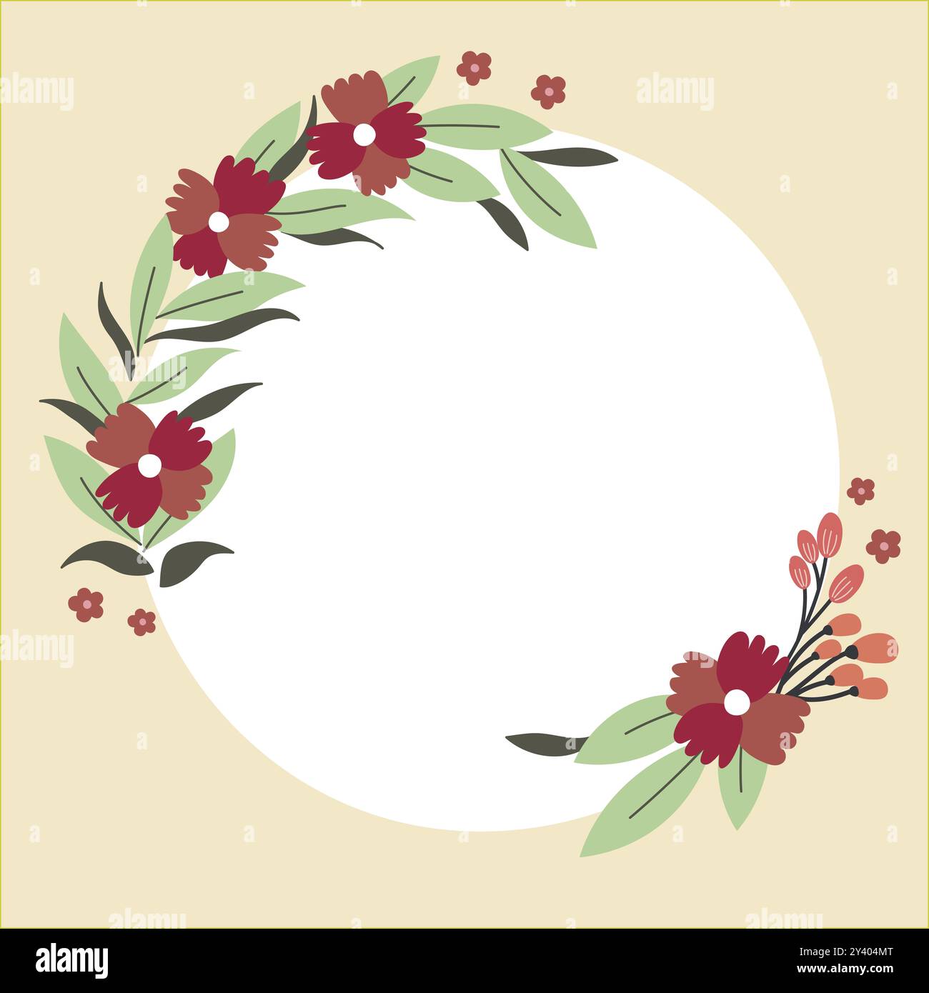 Der Rahmen Ist Mit Farbenfrohen Blumen Und Laub Harmonisch Angeordnet Stockfoto